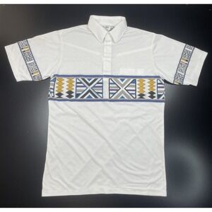 Vintage Prairie Fire Southwestern Geometric Polo Shirt Mens Medium RN 43724